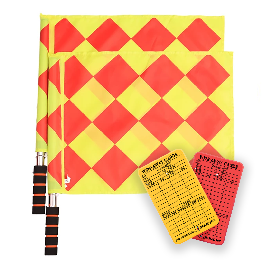 Checkered Referee Flags & Wipe-Away Referee Cards