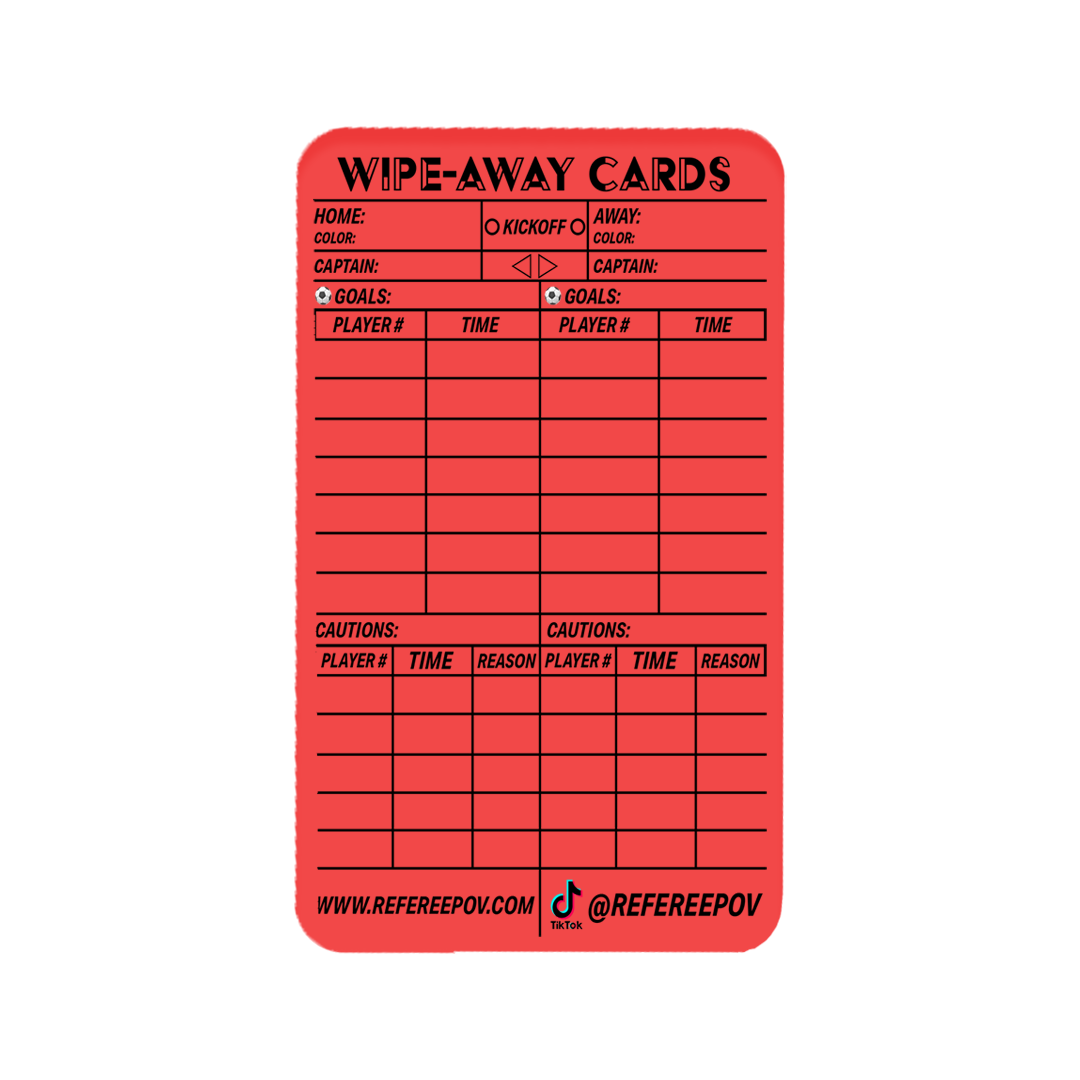 Wipe Raffle Sign Football Square Swivel Referee Flags + Wipe-Away Soccer Referee Cards β Referee POV